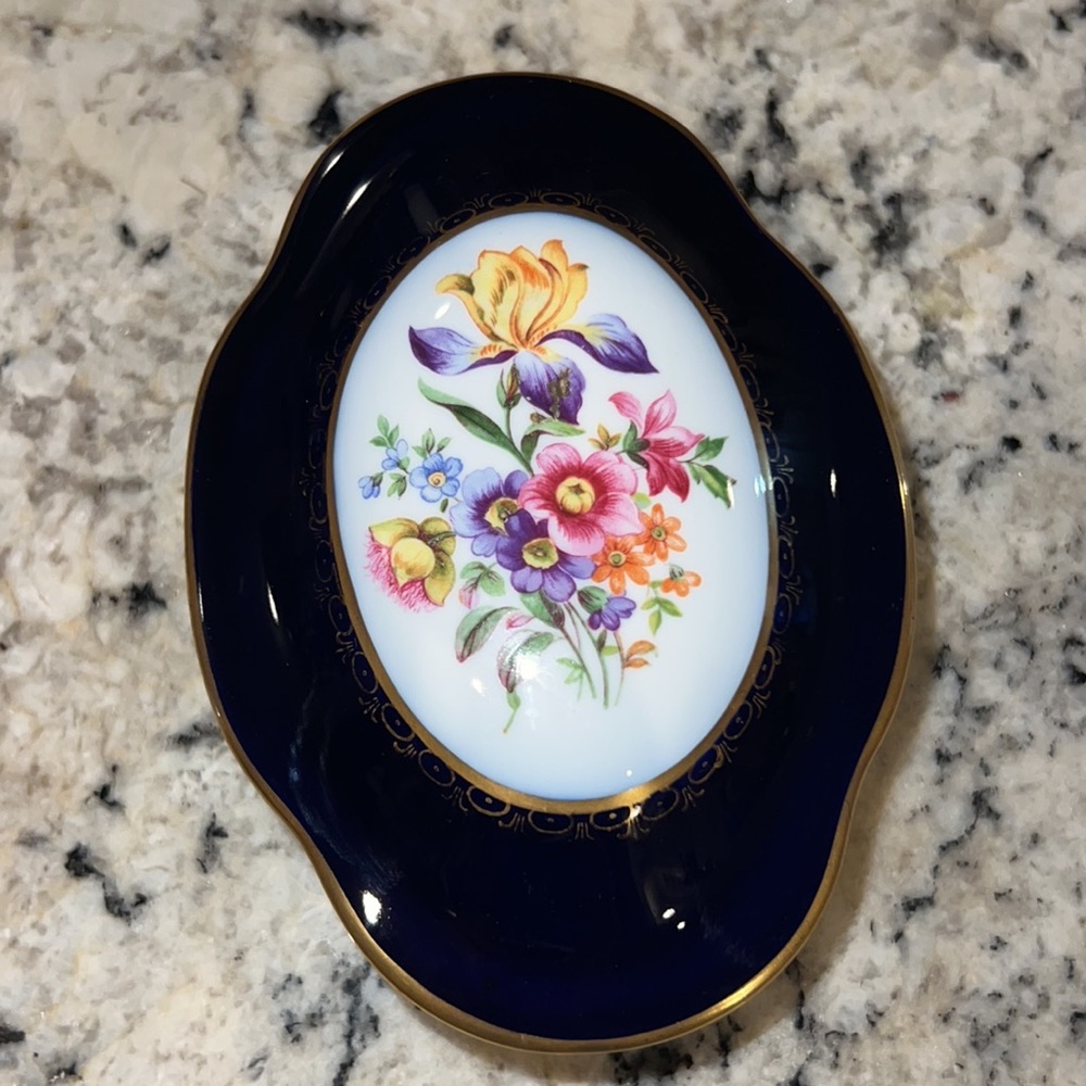 Echt Kobalt made in Germany navy blue gold white floral design keepsake china - Picture 4 of 14